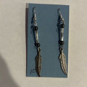 Silver feather earrings